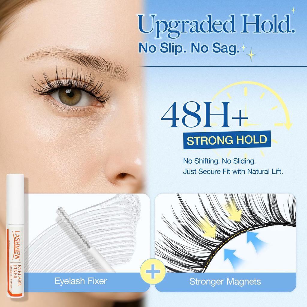 LASHVIEW LunaSoft Magnetic Eyelashes with Applicator – No Glue or Eyeliner, 48H Hold