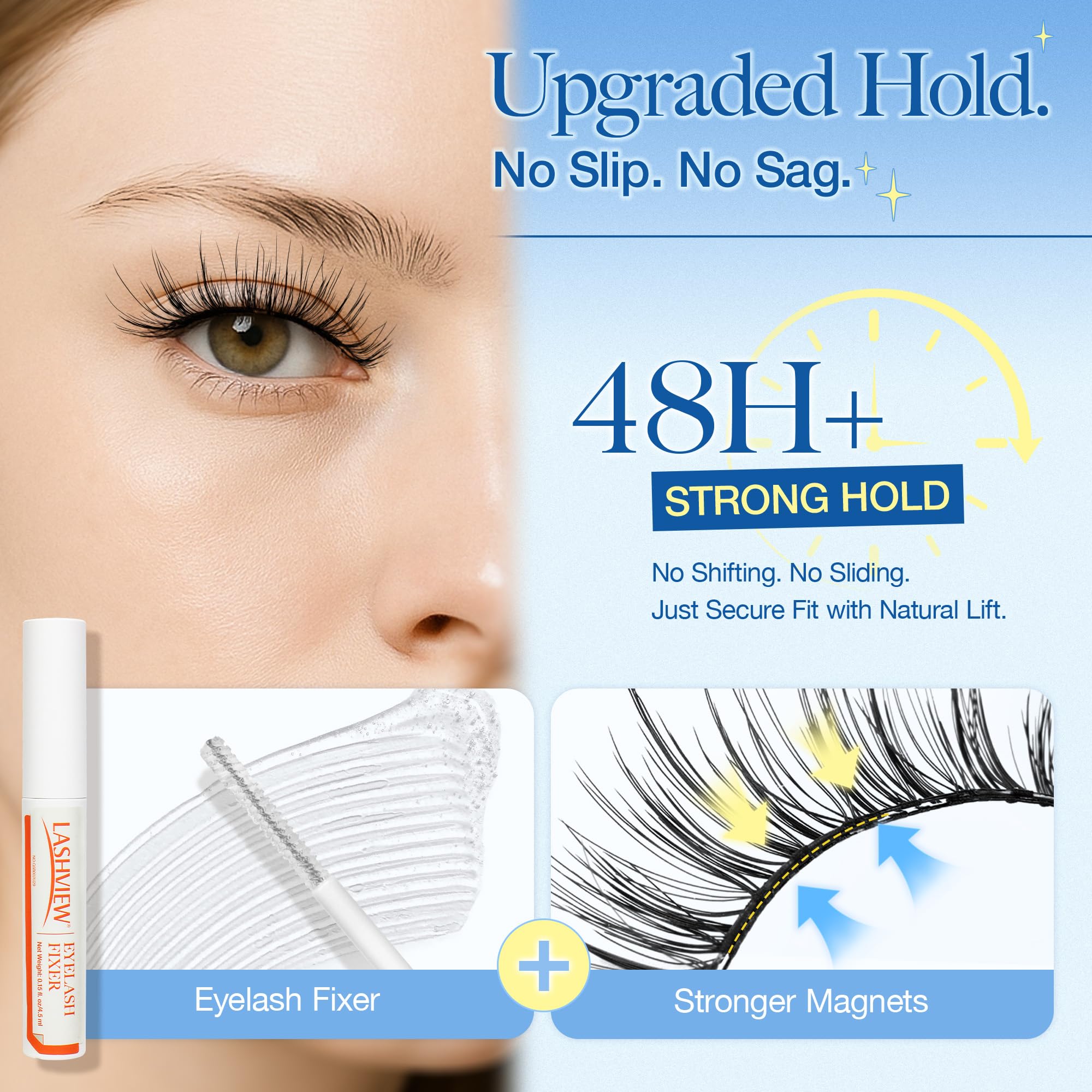 LASHVIEW LunaSoft Magnetic Eyelashes with Applicator – No Glue or Eyeliner, 48H Hold