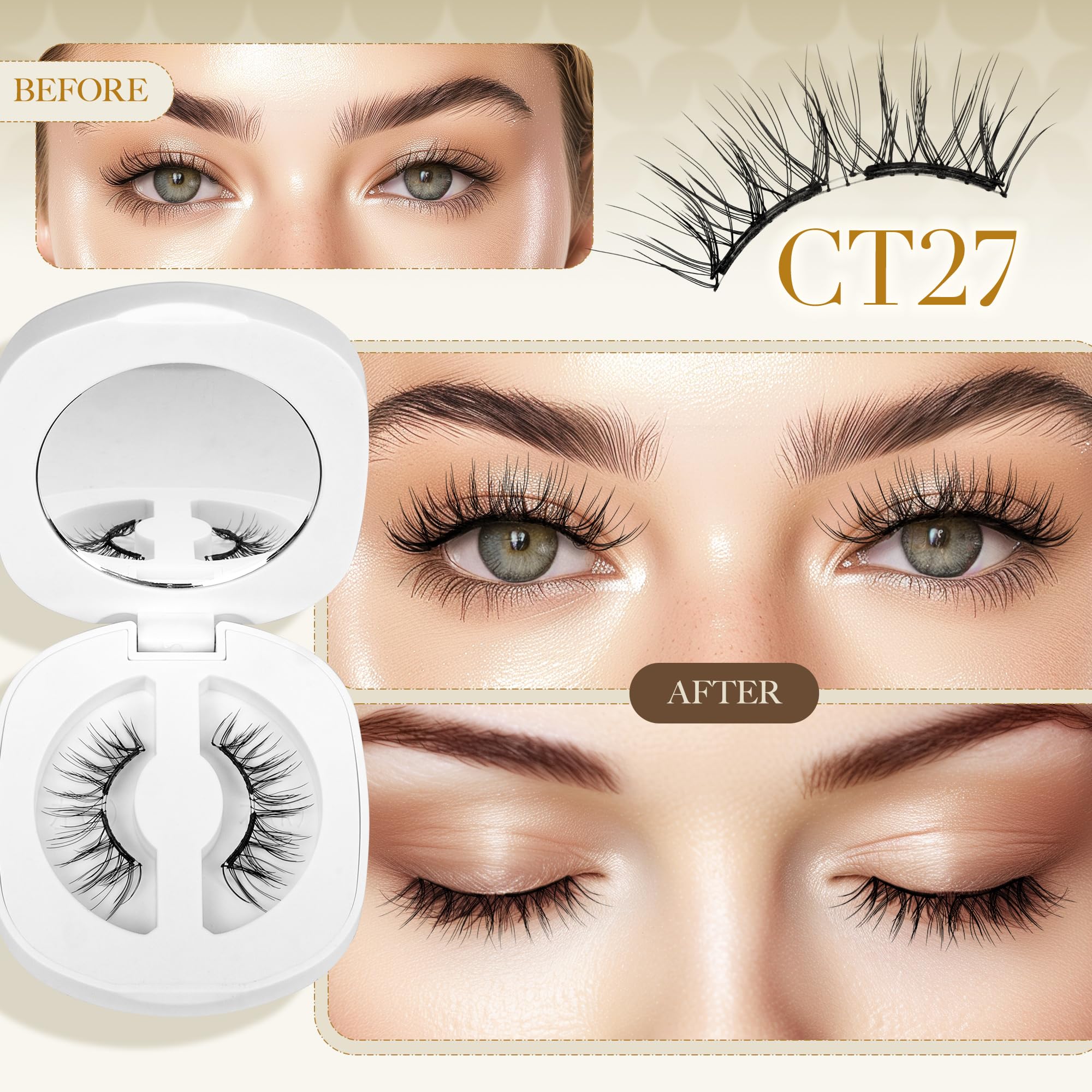 LASHVIEW Magnetic Eyelashes Kit CT27 – Natural Look with Applicator