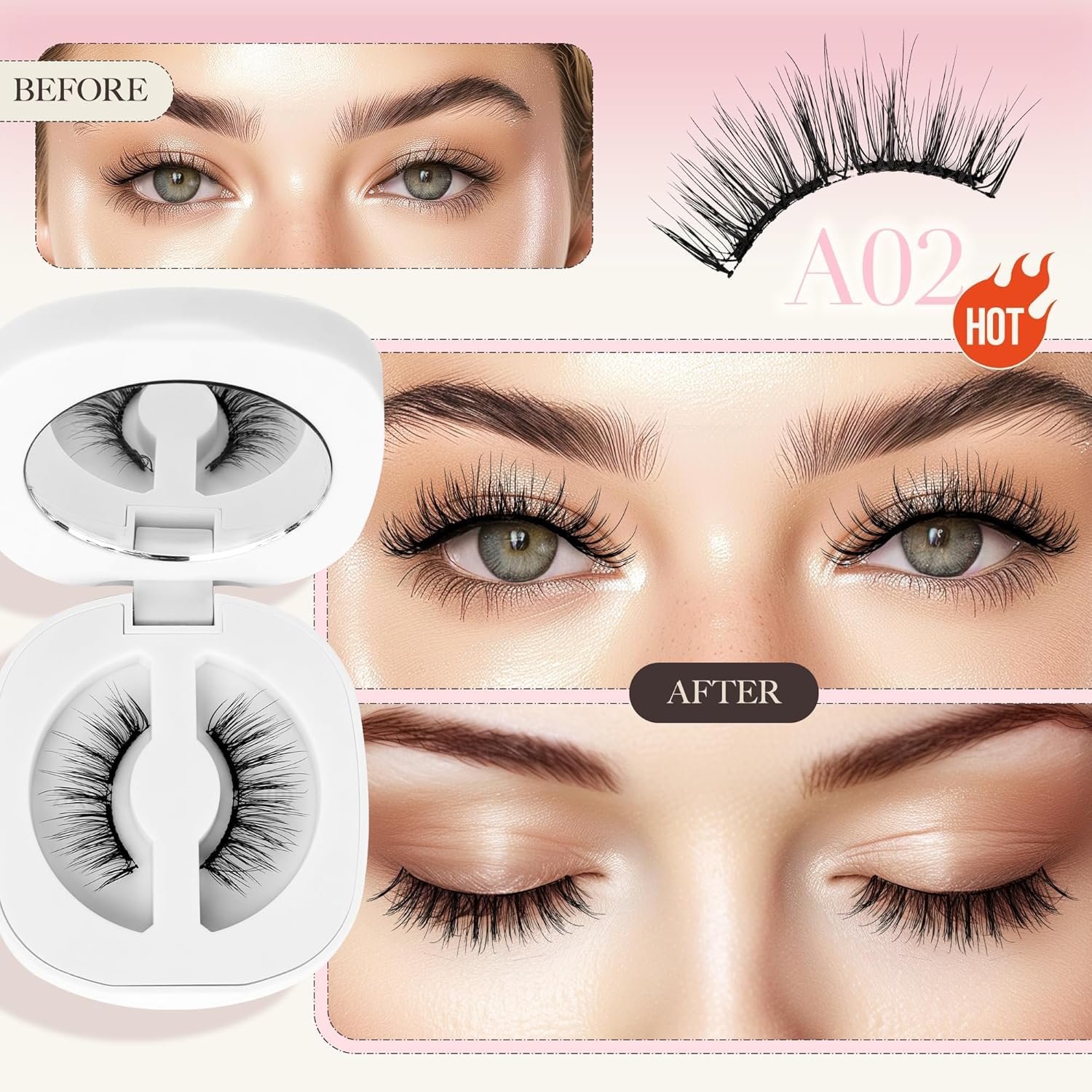 LASHVIEW Magnetic Eyelashes Natural Look RCM01-1 | Reusable Magnetic Lashes with Applicator