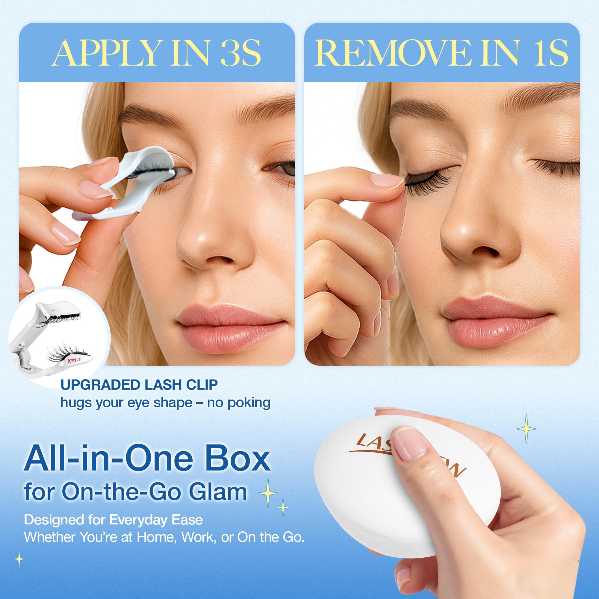 LASHVIEW RC25 Magnetic Eyelashes with Applicator – Natural Look & 48H Hold