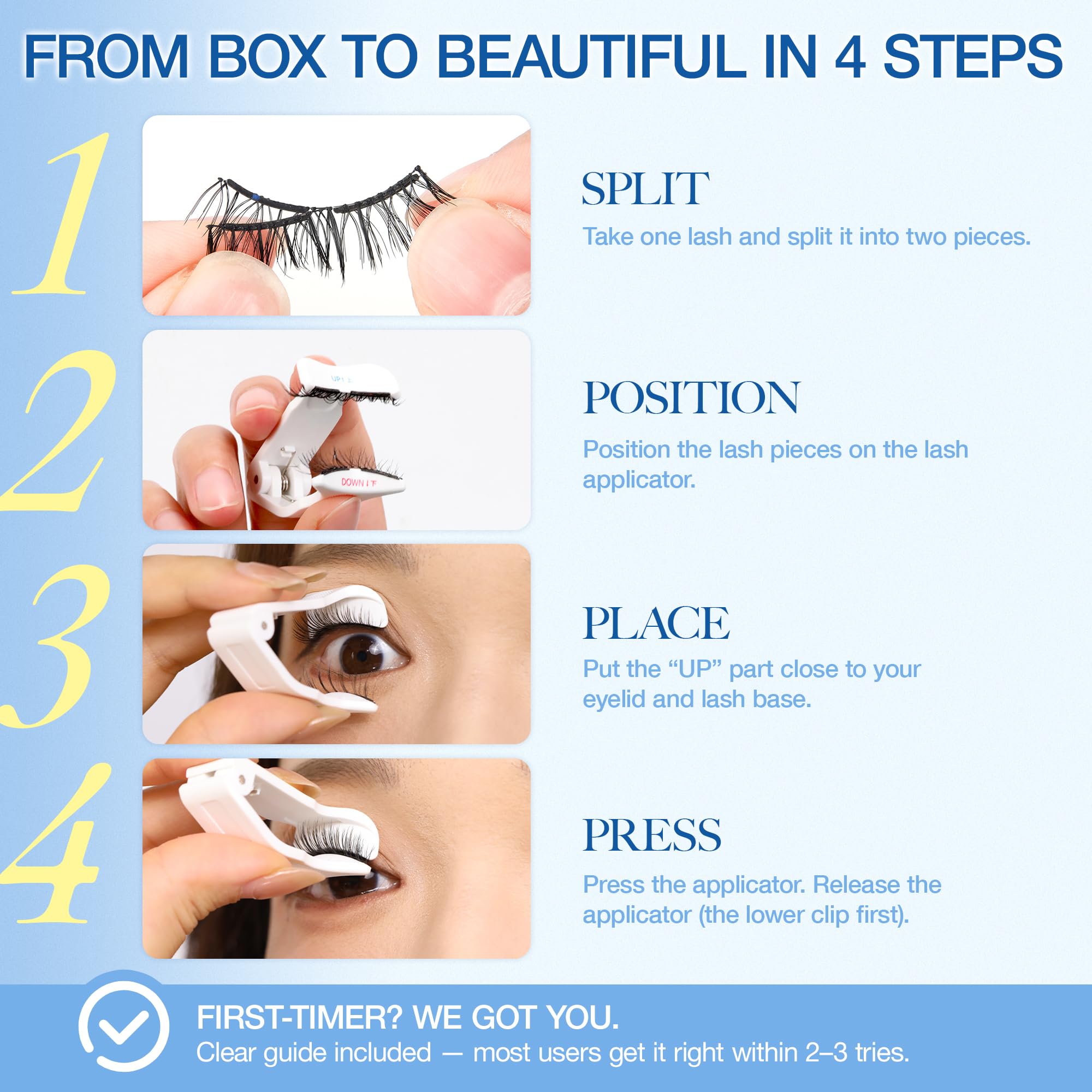 LASHVIEW RC25 Magnetic Eyelashes with Applicator – Natural Look & 48H Hold