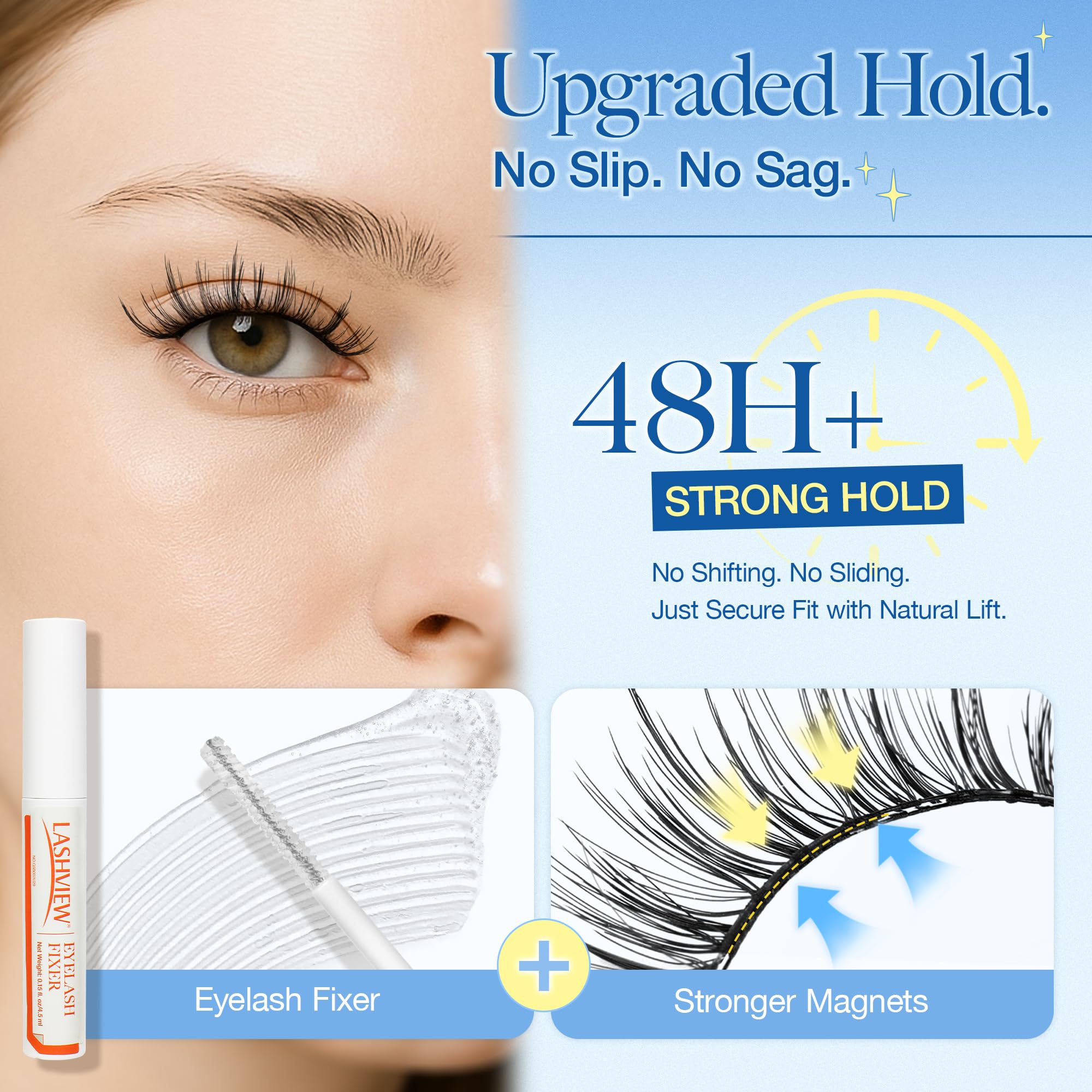 LASHVIEW RC25 Magnetic Eyelashes with Applicator – Natural Look & 48H Hold