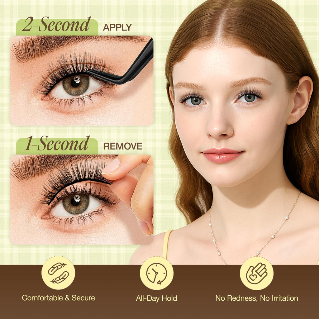 LASHVIEW Self-Adhesive Eyelashes – Natural Look Press-On Lashes, 5 Pairs