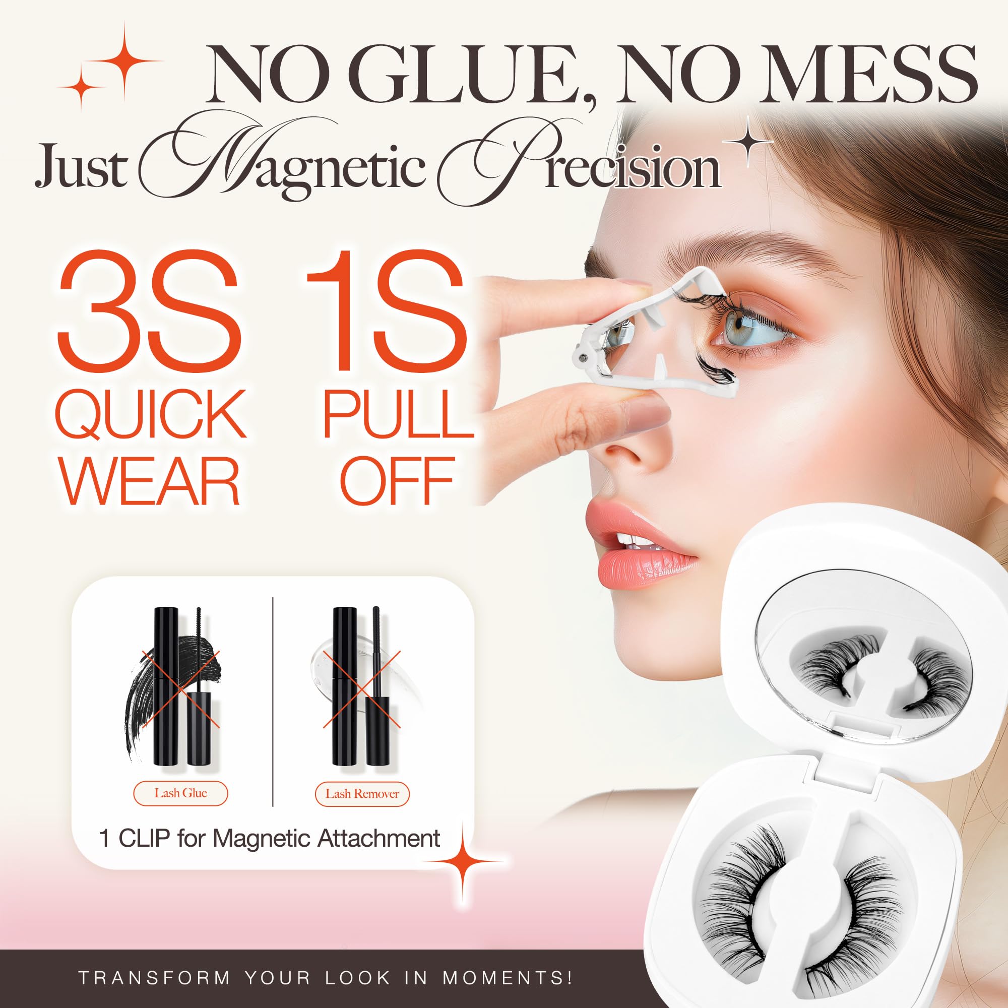 LASHVIEW Upgrade Magnetic Eyelashes with Applicator – Reusable, Glue-Free