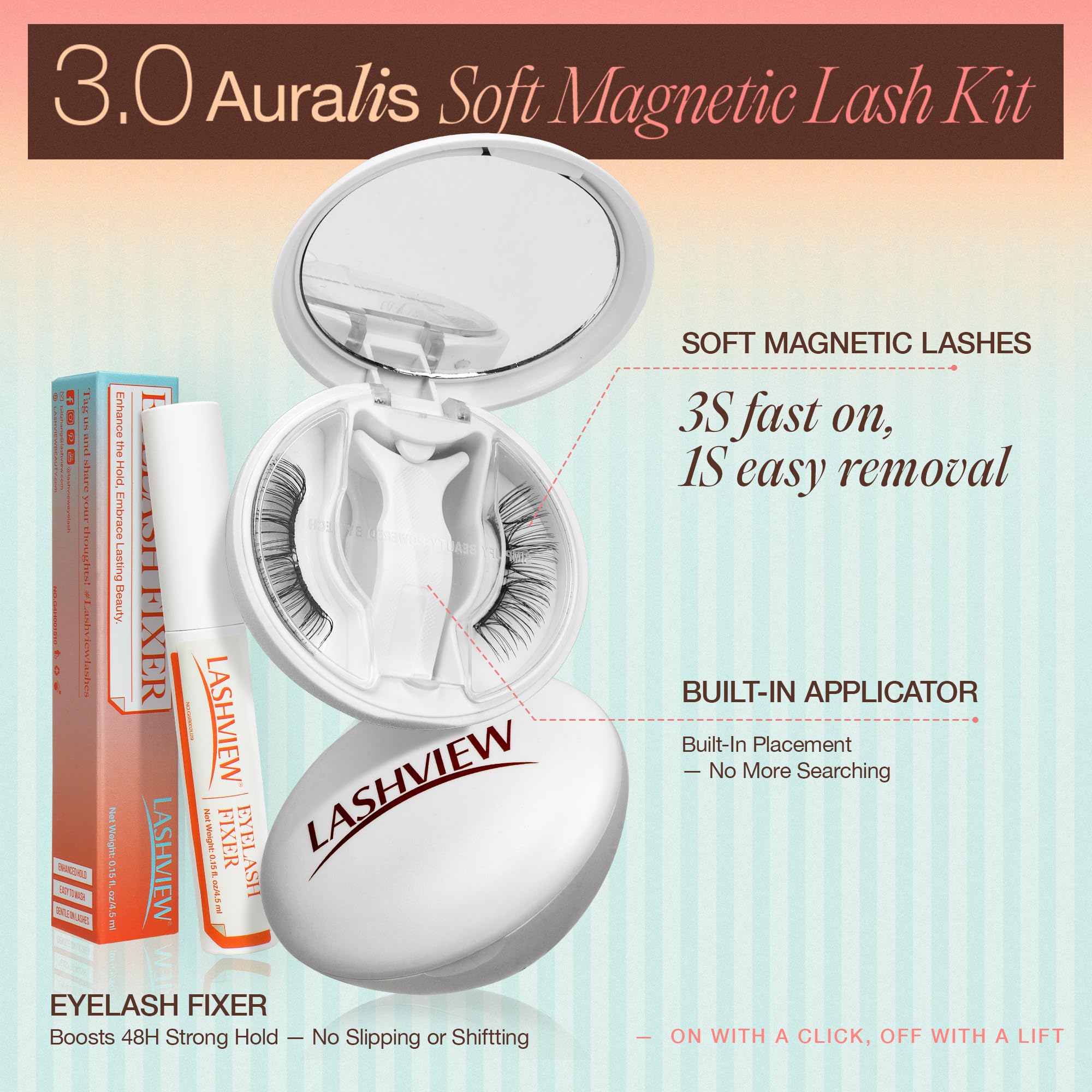 LASHVIEW Soft Magnetic Eyelashes Kit – Natural Look with 0.17mm Ultra-Thin Magnets