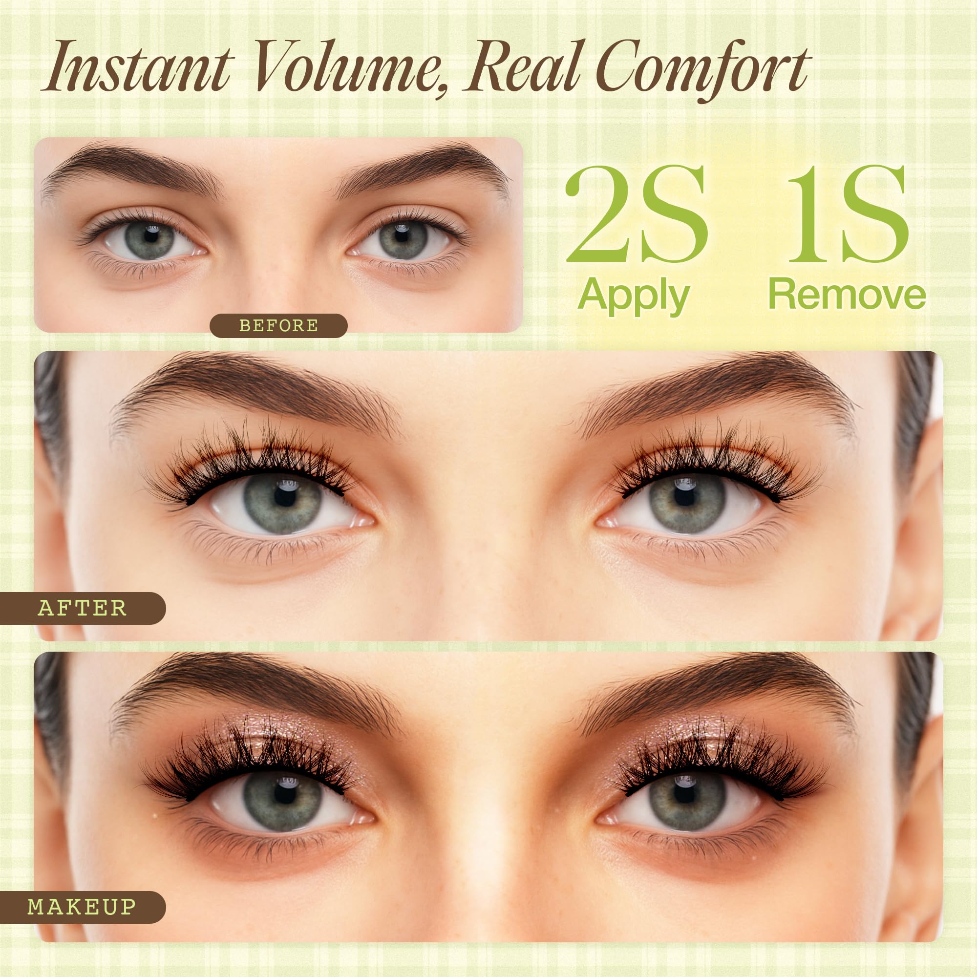 LASHVIEW Self Adhesive Eyelashes – Natural Look Press On Lashes, No Glue Needed, Reusable 5 Pairs (CV201)