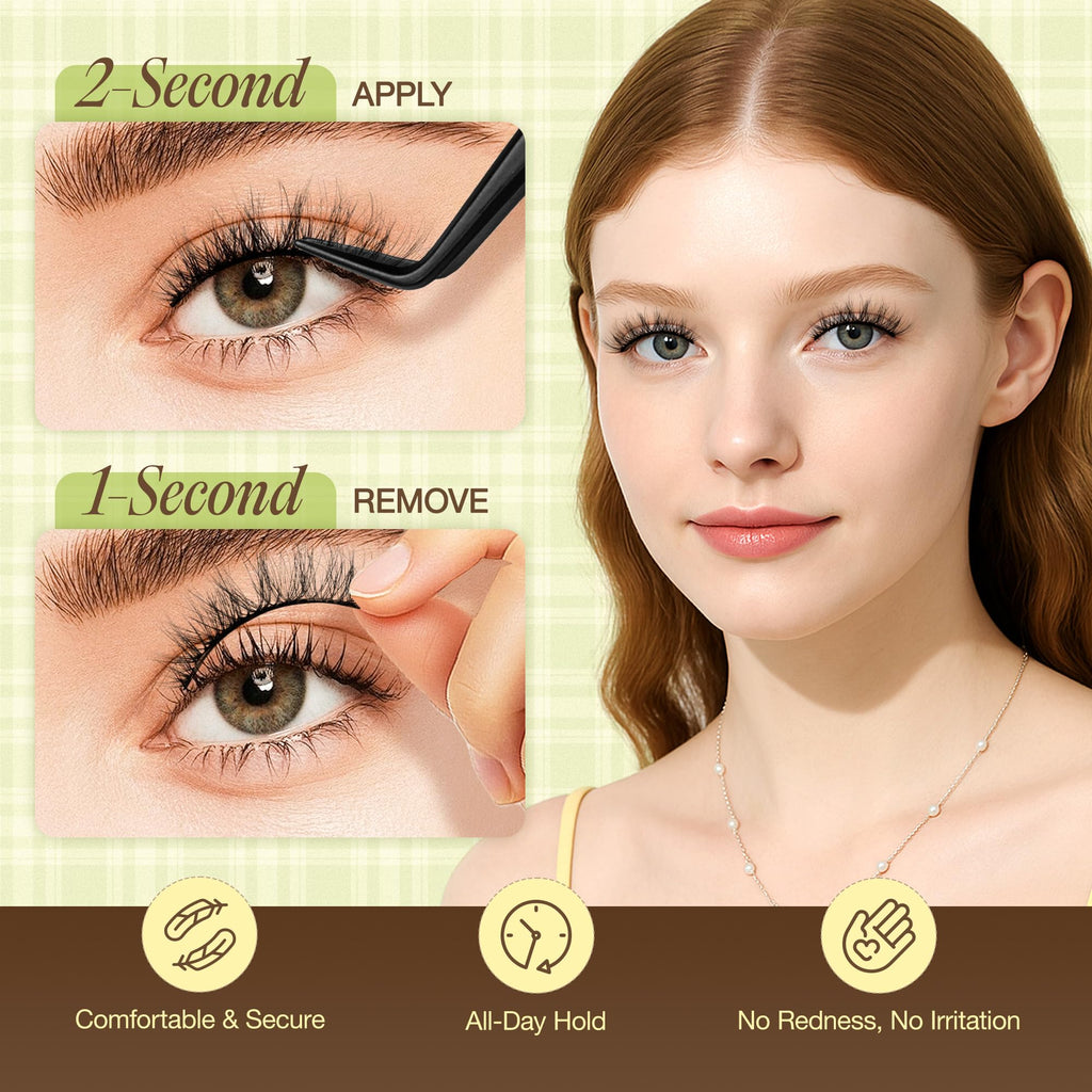 LASHVIEW Self Adhesive Eyelashes – Natural Look Press On Lashes, No Glue Needed, Reusable 5 Pairs (CV201)