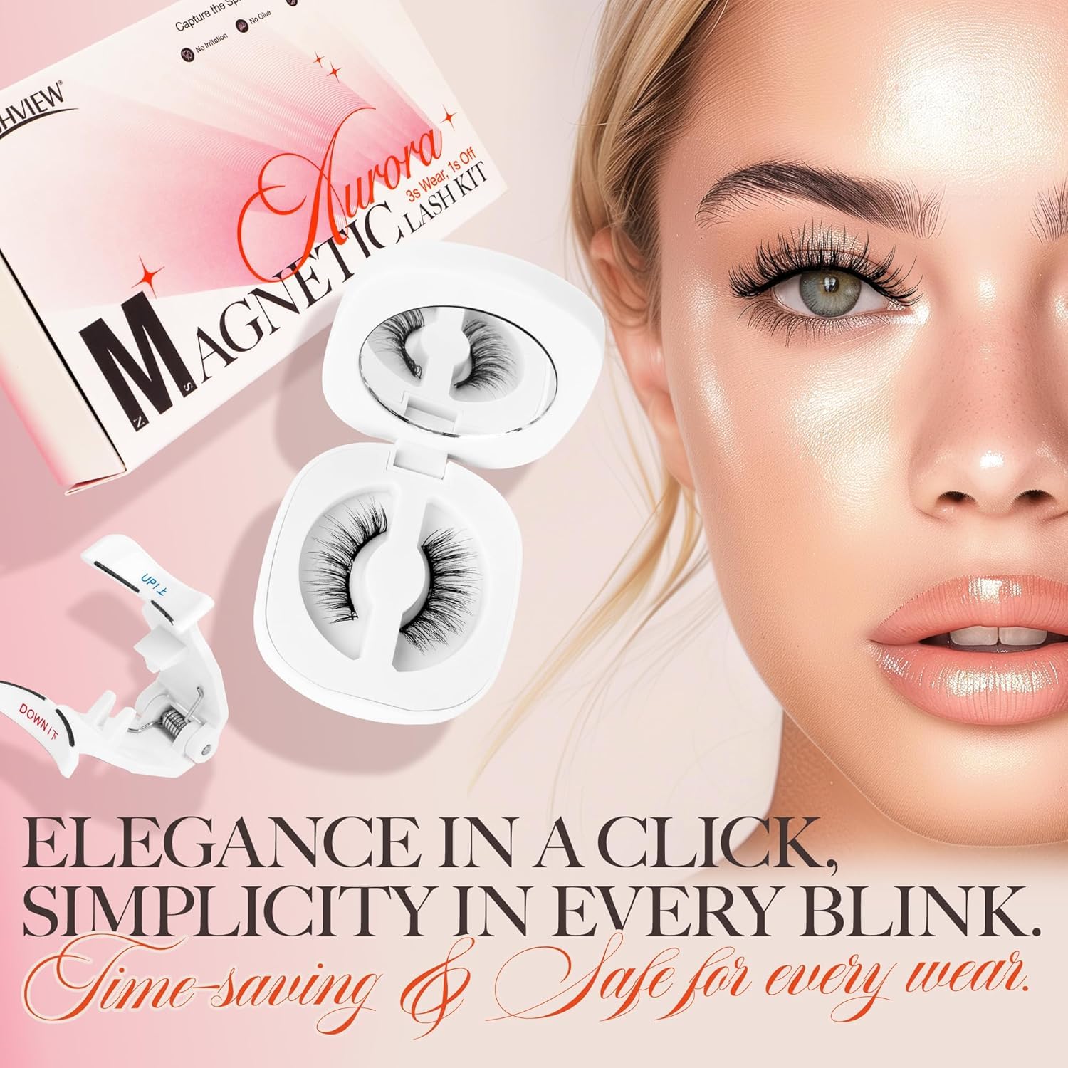 LASHVIEW Magnetic Eyelashes Natural Look RCM01-1 | Reusable Magnetic Lashes with Applicator