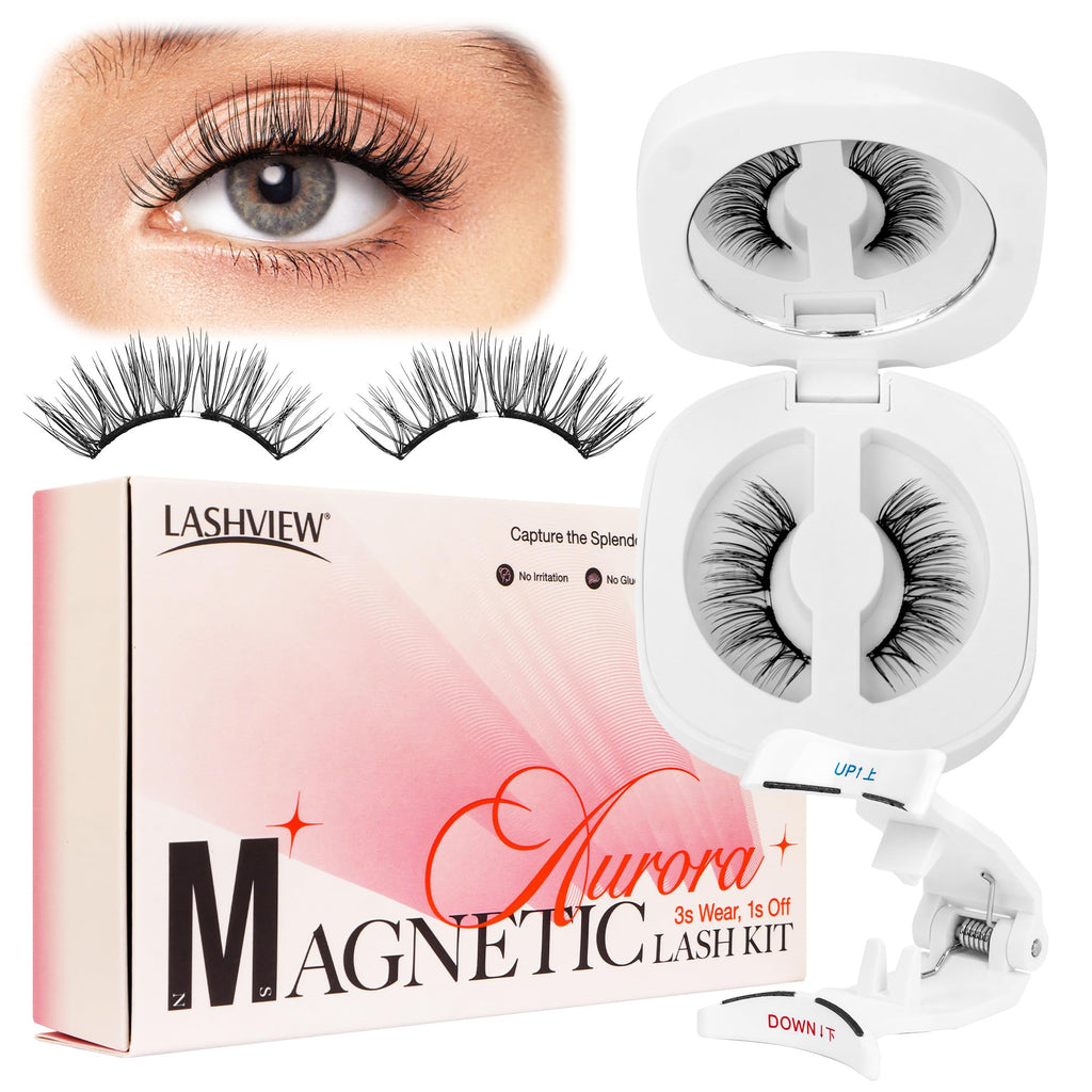 LASHVIEW Upgrade Magnetic Eyelashes with Applicator – Reusable, Glue-Free