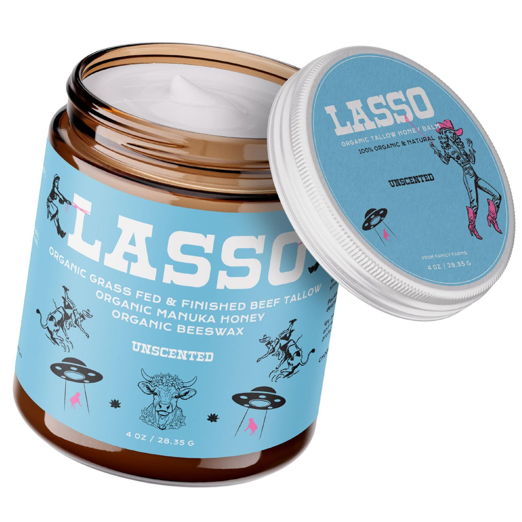 LASSO TALLOW Beef Tallow Face Moisturizer — Grass-Fed Tallow, Manuka Honey, Unscented