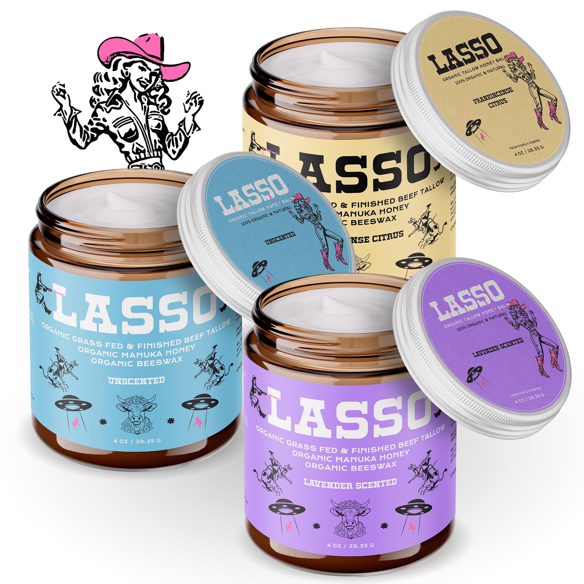 LASSO TALLOW Frankincense Citrus Beef Tallow Balm – Facial Moisturizer with Manuka Honey