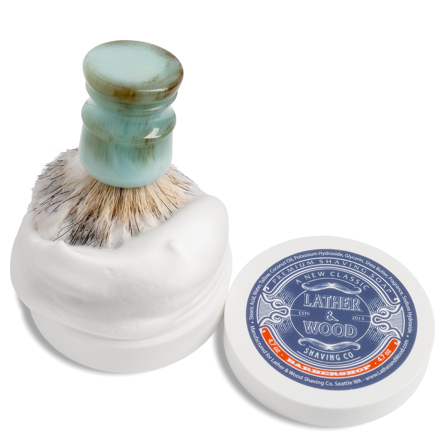 Lather & Wood Shaving Soap Barbershop – Dense Tallow Lather for Premium Wet Shaving