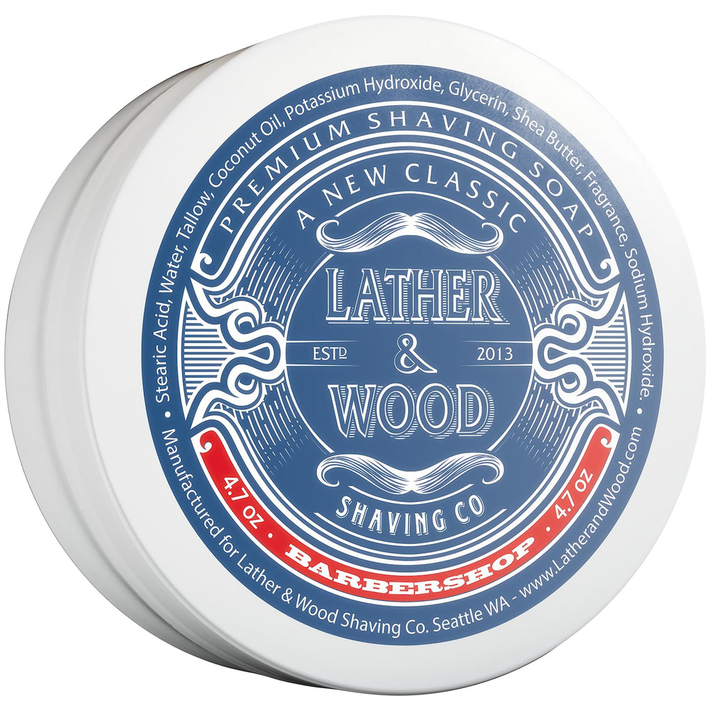 Lather & Wood Shaving Soap Barbershop – Dense Tallow Lather for Premium Wet Shaving