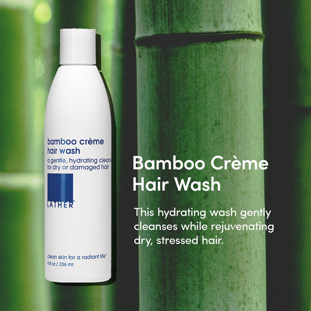 LATHER Bamboo Crème Hair Wash - 8 oz | Daily Shampoo & Cleanser with Jojoba & Oat Amino Acids