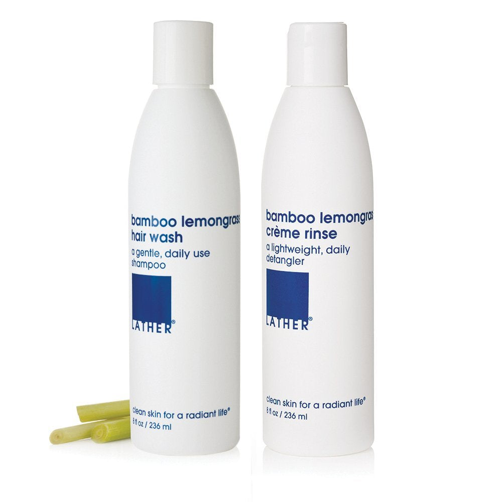 LATHER Bamboo Lemongrass Shampoo & Conditioner Set – Gentle Daily Moisture for All Hair Types (8 oz each)