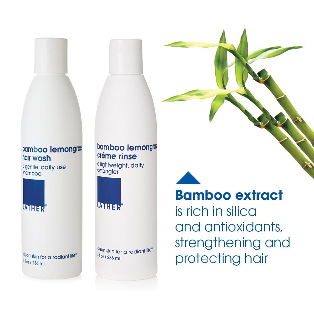 LATHER Bamboo Lemongrass Shampoo & Conditioner Set – Gentle Daily Moisture for All Hair Types (8 oz each)