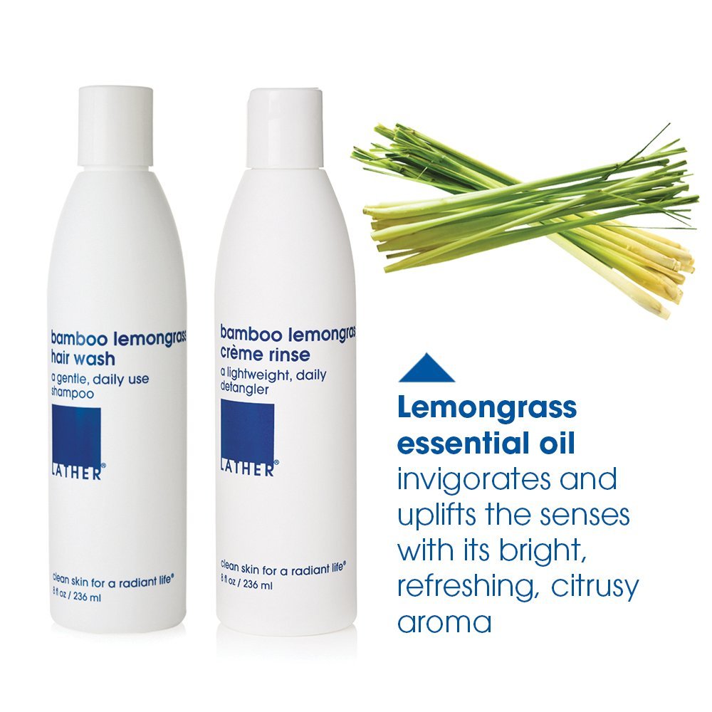 LATHER Bamboo Lemongrass Shampoo & Conditioner Set – Gentle Daily Moisture for All Hair Types (8 oz each)