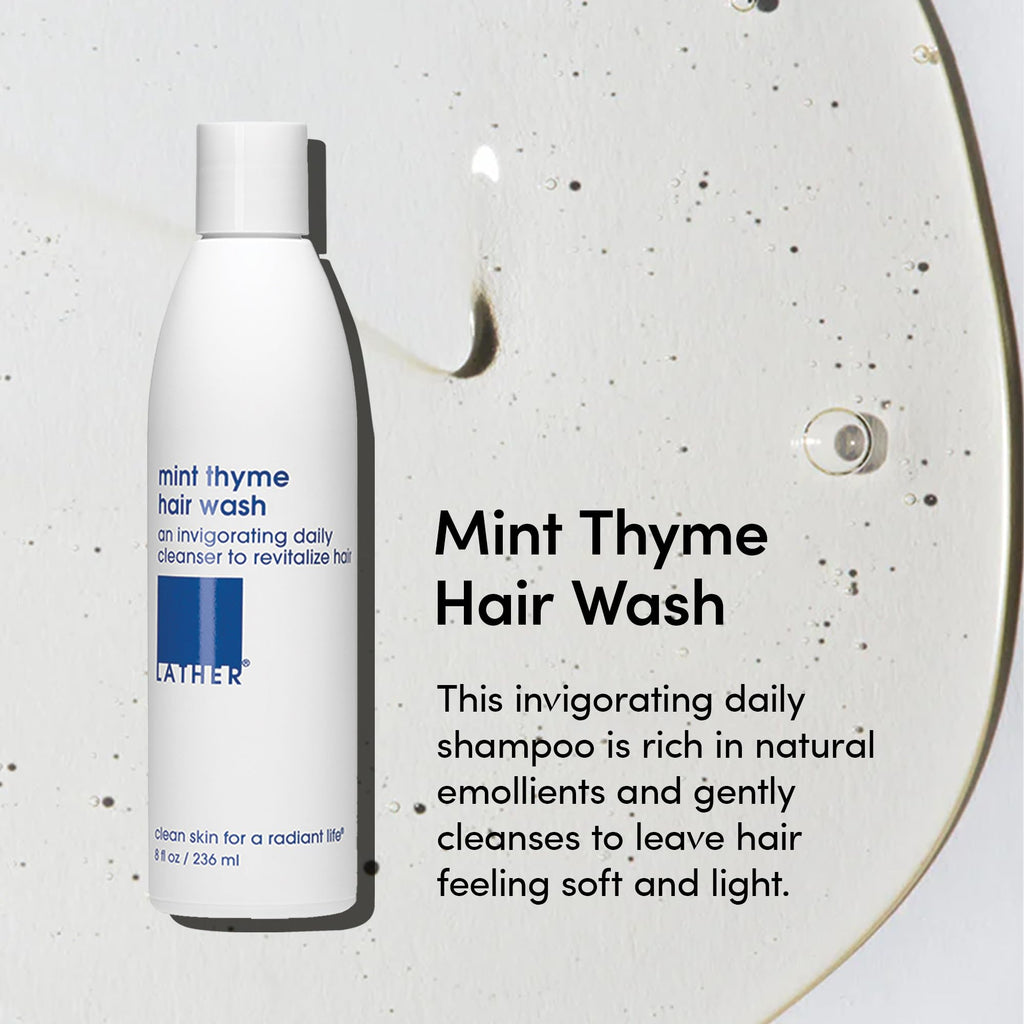 LATHER Mint Thyme Hair Wash | Daily Shampoo 8 fl oz – Hotel-Quality, Vegan & Cruelty-Free