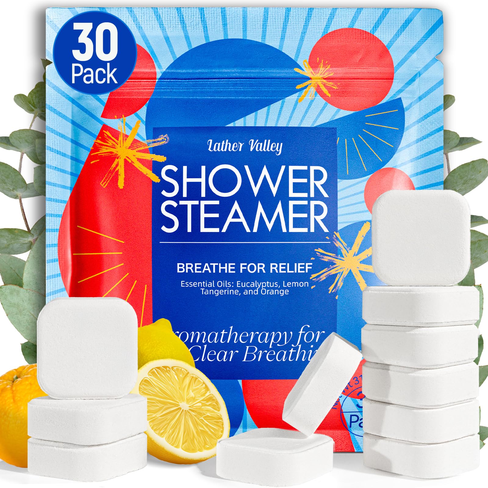 Lather Valley Shower Steamers Aromatherapy & Sport – 30 Pack with 100% Pure Essential Oils