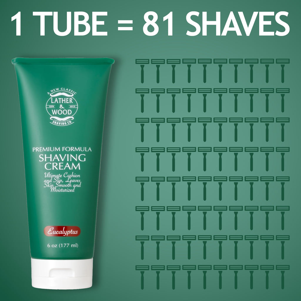 Lather & Wood Men's Eucalyptus Shaving Cream – Cooling Lather with Razor Burn Relief