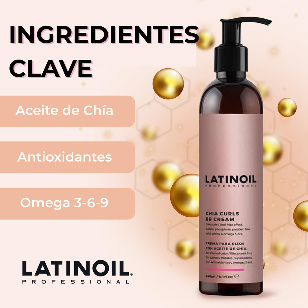 Latinoil Curl Defining Cream - Lightweight frizz control for curly & wavy hair | Chia Seed Oil & Amino Acids