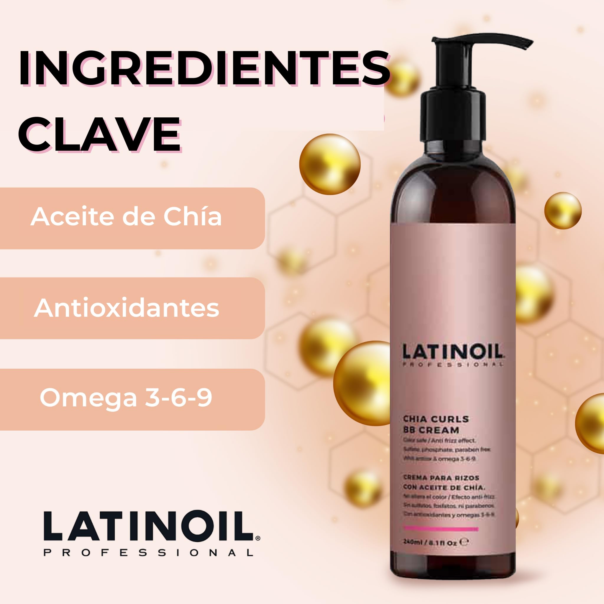 Latinoil Curl Defining Cream - Lightweight frizz control for curly & wavy hair | Chia Seed Oil & Amino Acids