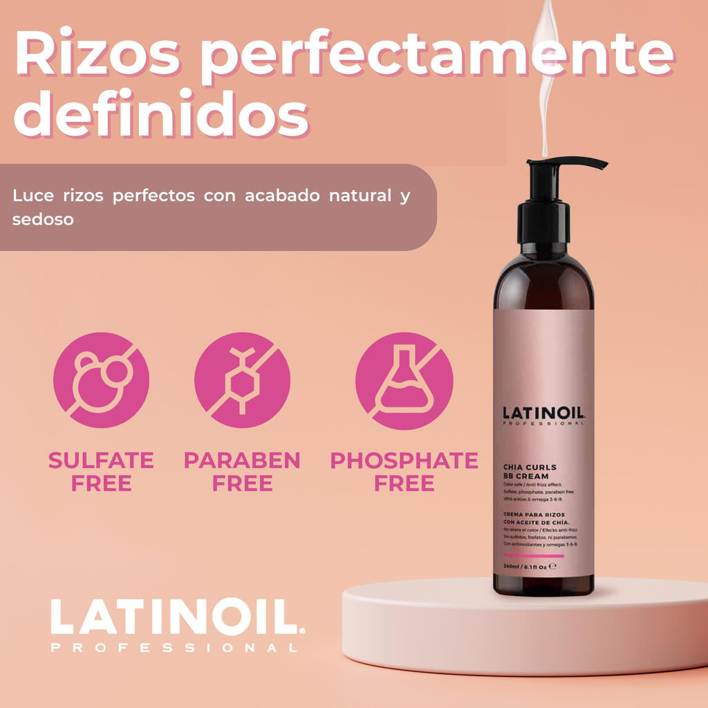 Latinoil Curl Defining Cream - Lightweight frizz control for curly & wavy hair | Chia Seed Oil & Amino Acids
