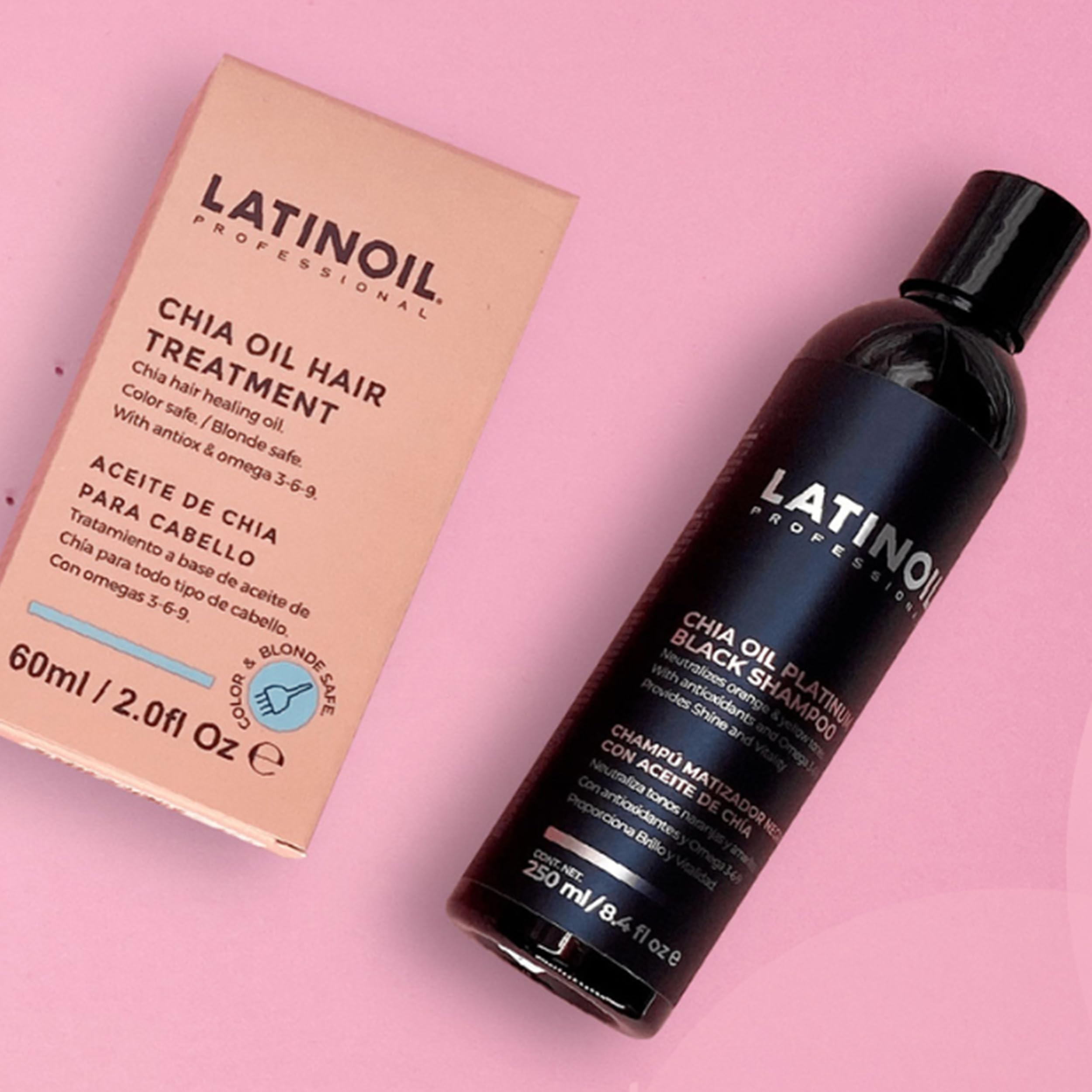 LATINOIL Platinum Black Shampoo: Toner & Color Depositing Shampoo for Blonde & Color-Treated Hair – 985 mL
