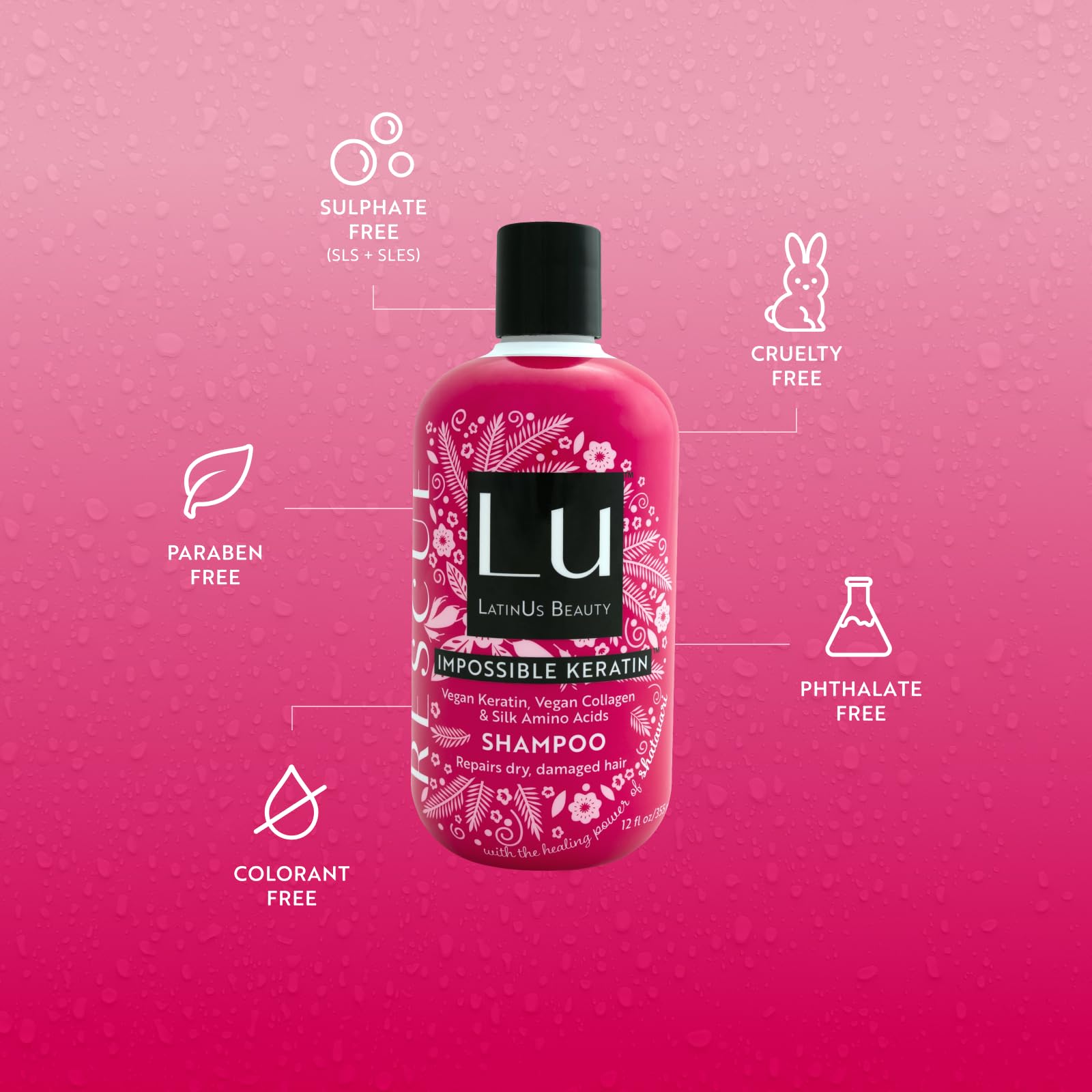 Latinus Beauty Rescue Impossible Keratin Anti-Frizz Shampoo – 2 x 12 oz Bottles