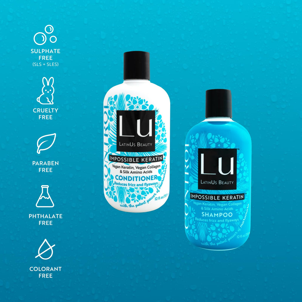 Lu by LatinUs Beauty Control Set – Anti-Frizz Shampoo and Conditioner with Impossible Keratin™ (2-Pack)