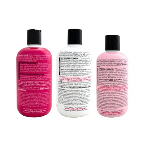 Lu by LatinUs Beauty Rescue Collection — Complete Hair Repair System (3-Piece, 32 Fl Oz) | Shampoo, Conditioner & Leave-In Cream