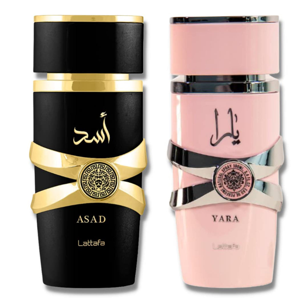 Lattafa Asad for Men and Yara for Women 2-Piece EDP Gift Set – 3.4 oz Each