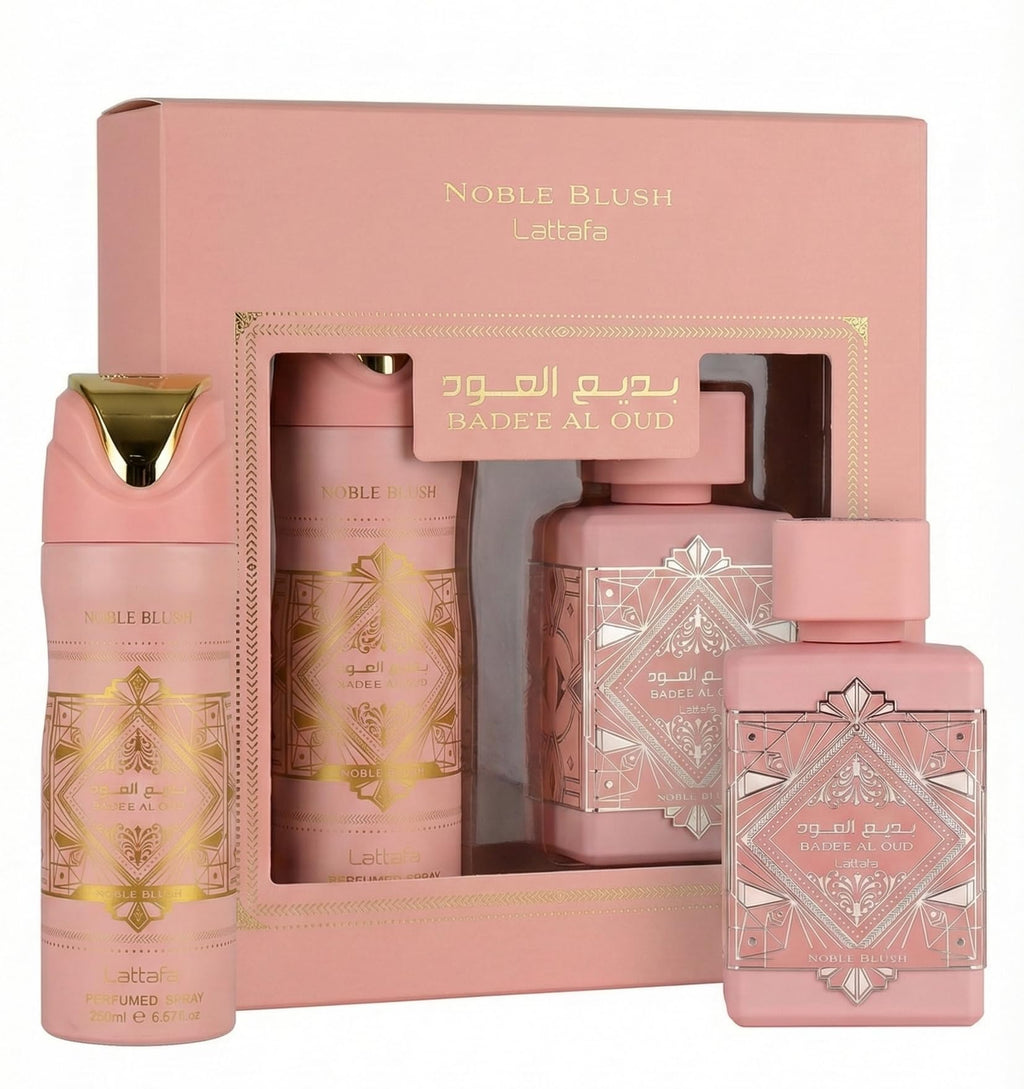 Lattafa Badee Al Oud Noble Blush 2-Pcs Gift Set – 100ml EDP + 200ml Perfumed Spray