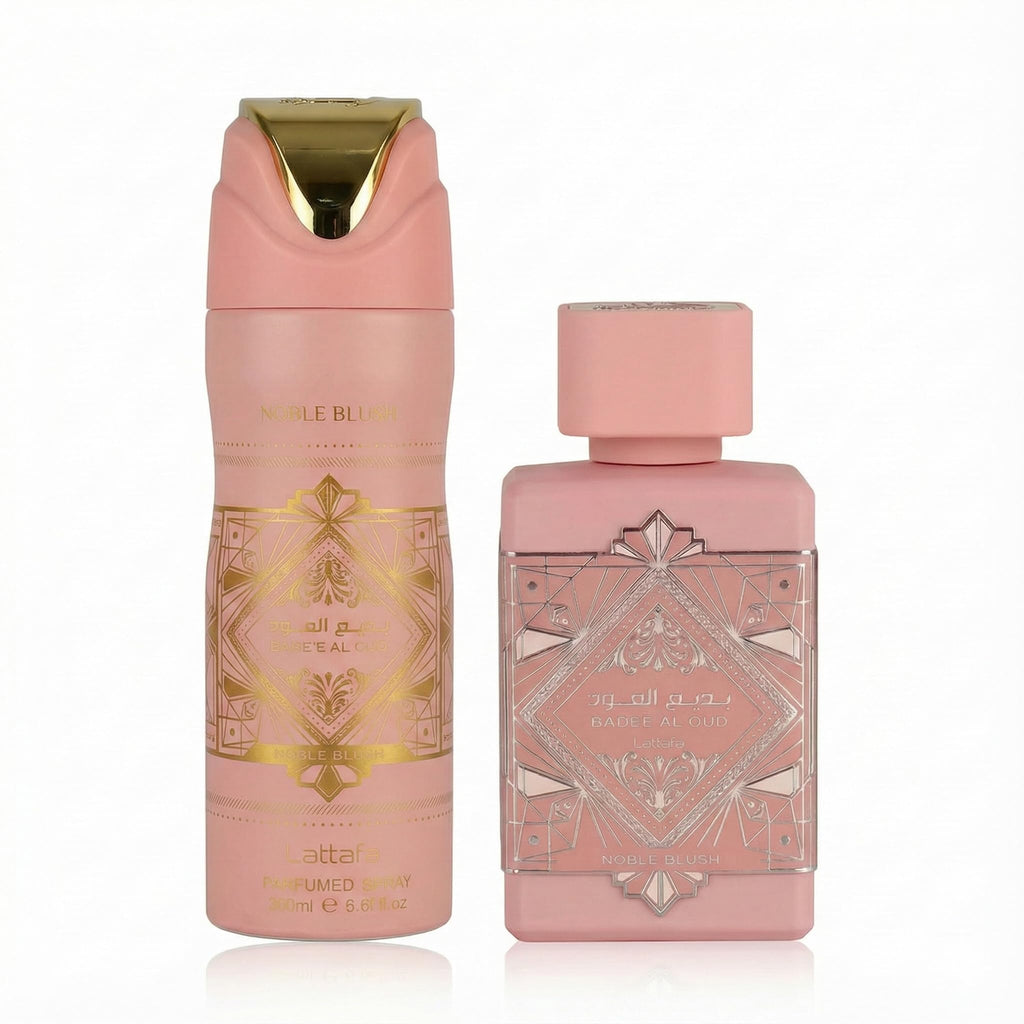 Lattafa Badee Al Oud Noble Blush 2-Pcs Gift Set – 100ml EDP + 200ml Perfumed Spray