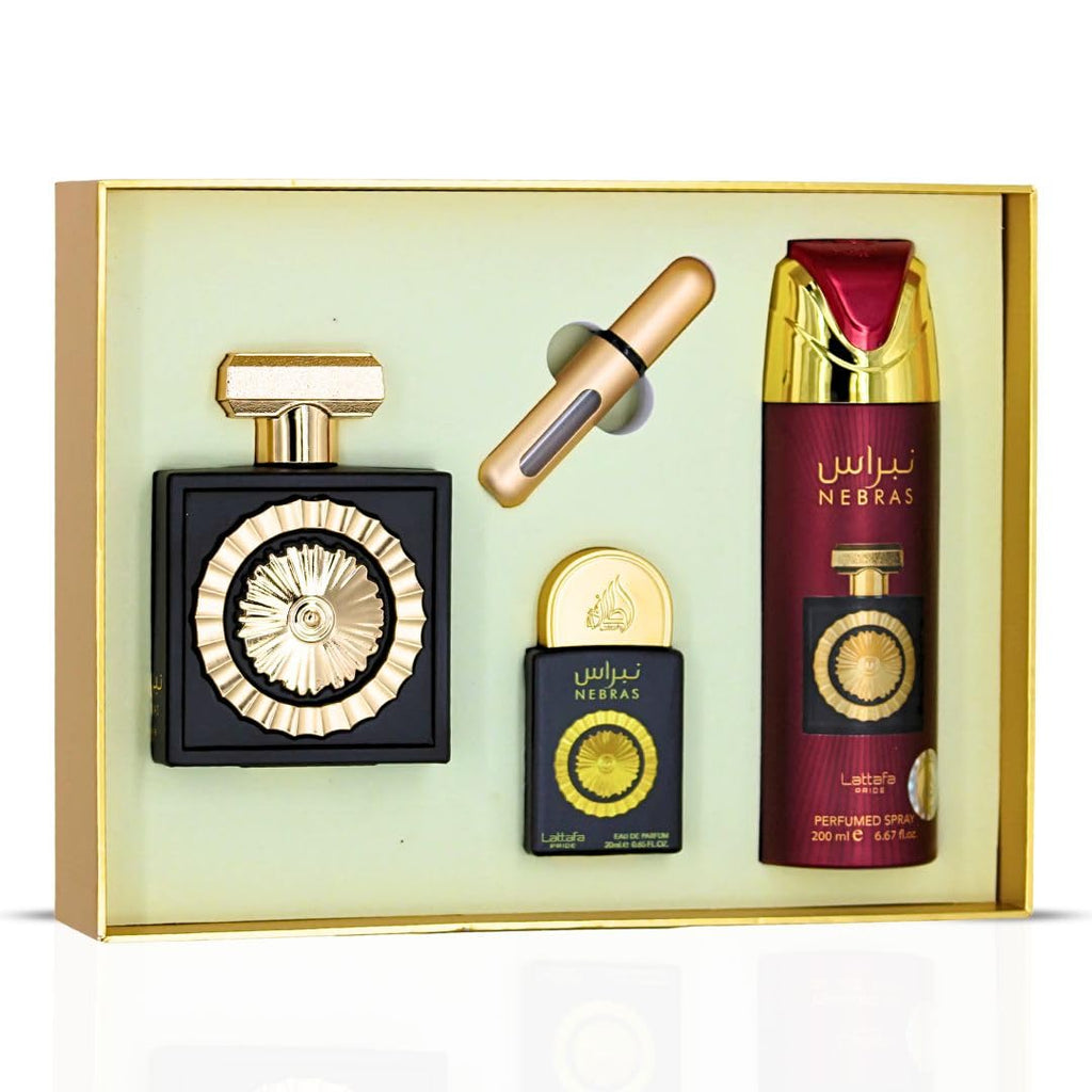 Lattafa Pride Nebras 3-Piece Gift Set | Unisex Fruity Vanilla Amber EDP & Deodorant