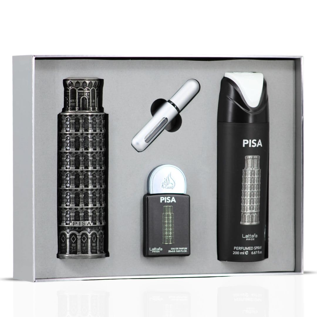 Lattafa Pride Pisa 3-Piece Gift Set – Long-Lasting Men’s EDP & Perfumed Spray