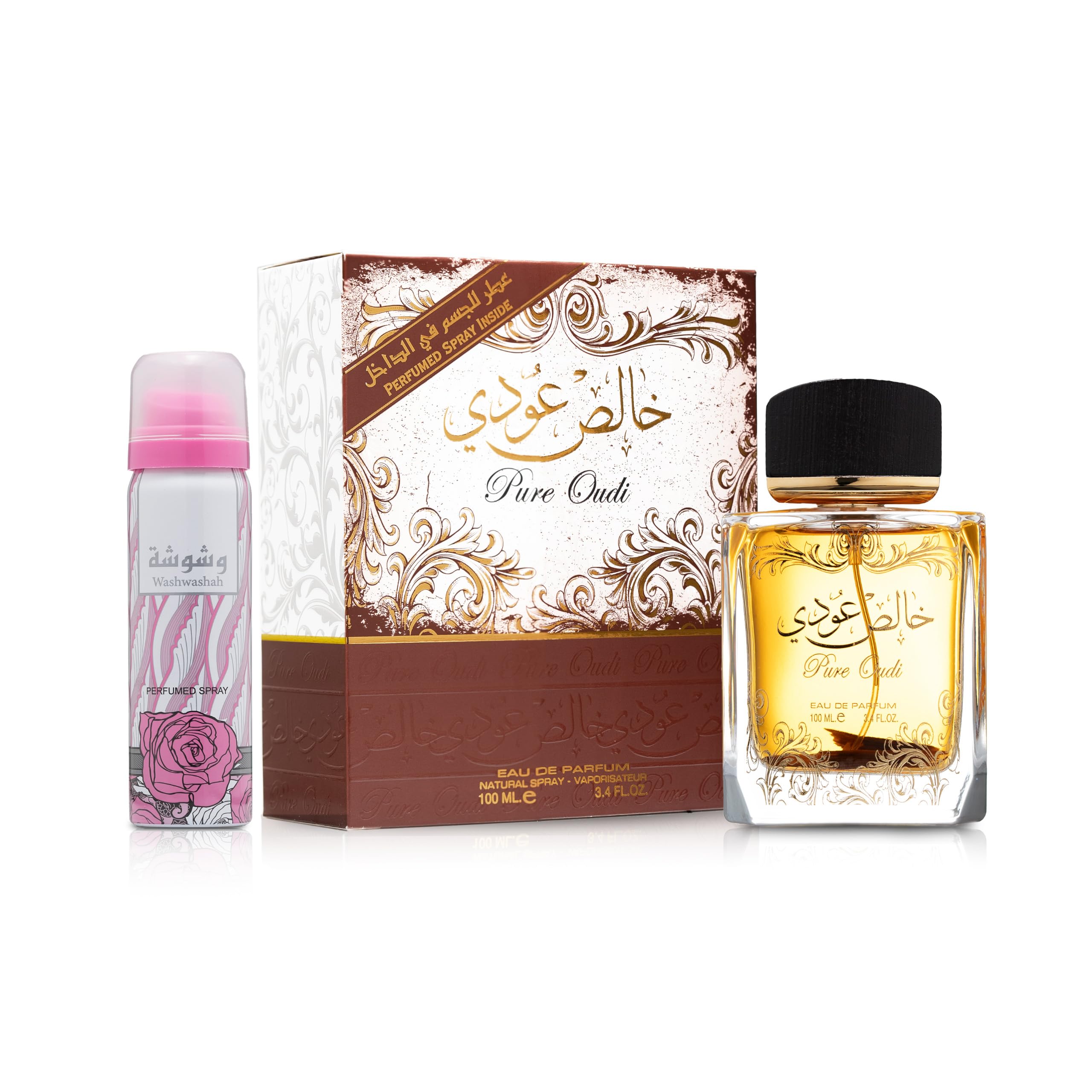 Lattafa Pure Oudi Khalis Oudi 2-Piece Set – EDP 3.4 oz + Body Spray 1.7 oz