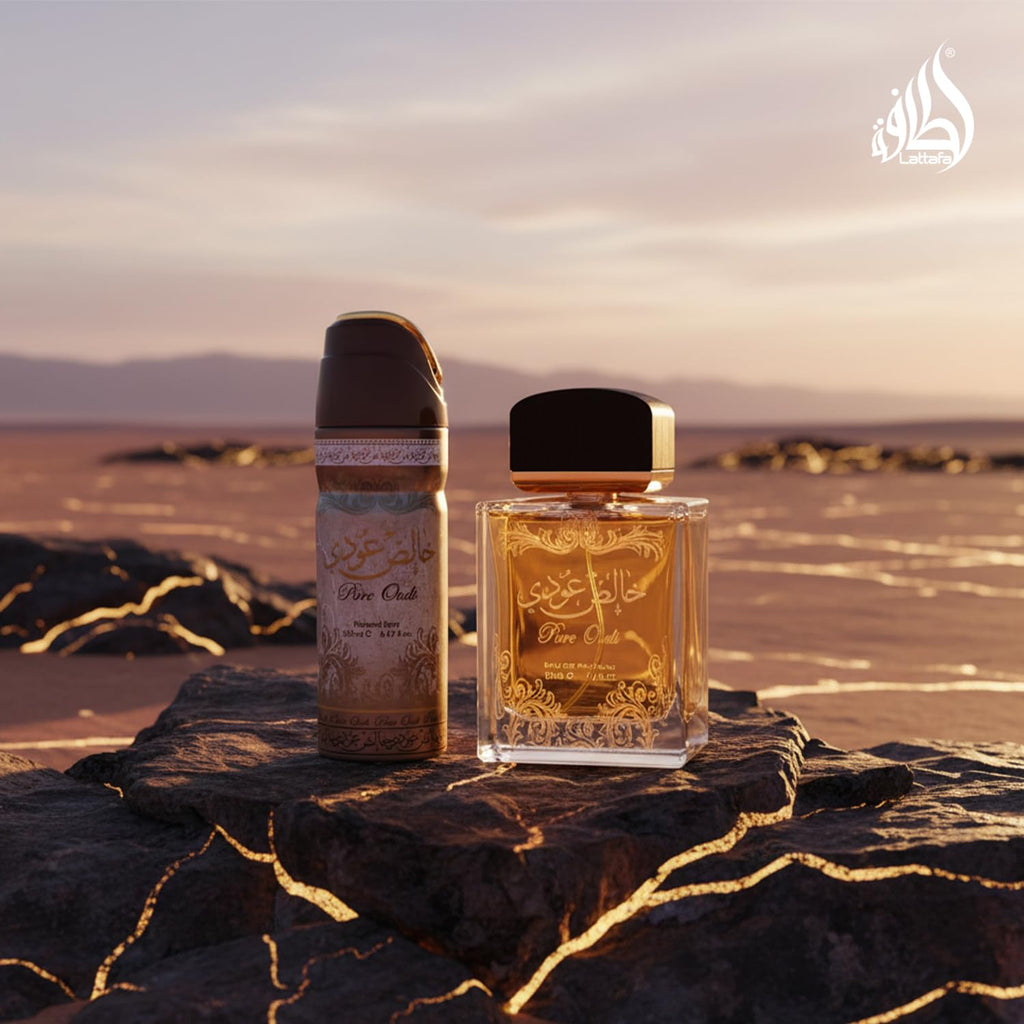 Lattafa Pure Oudi Khalis Oudi 2-Piece Set – EDP 3.4 oz + Body Spray 1.7 oz