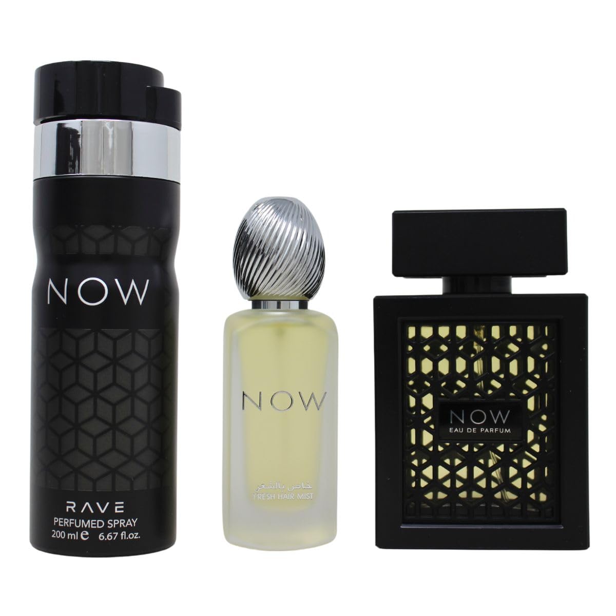 Lattafa Rave Now for Men 3-Piece Gift Set | EDP 3.4oz + Hair Mist 1.7oz + Deodorant 6.7oz