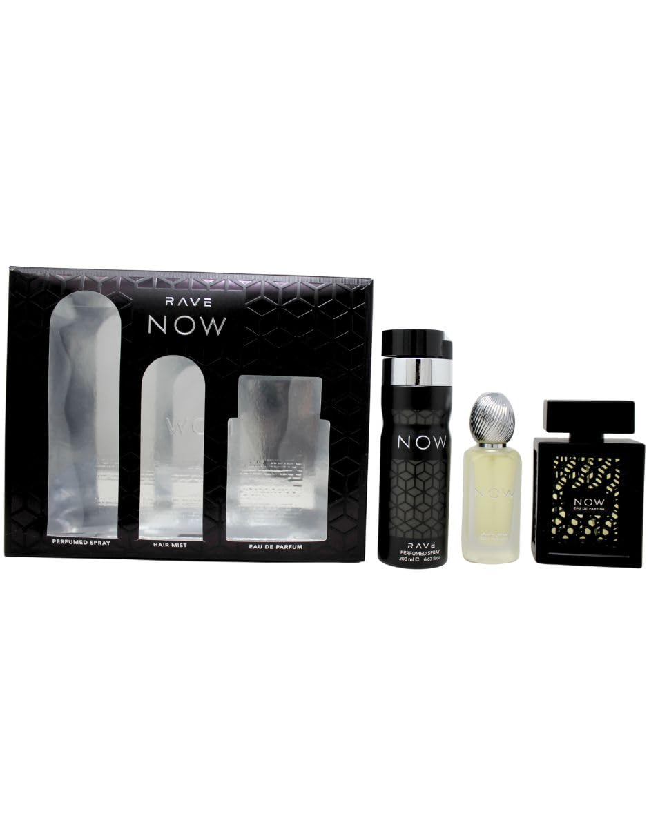Lattafa Rave Now for Men 3-Piece Gift Set | EDP 3.4oz + Hair Mist 1.7oz + Deodorant 6.7oz