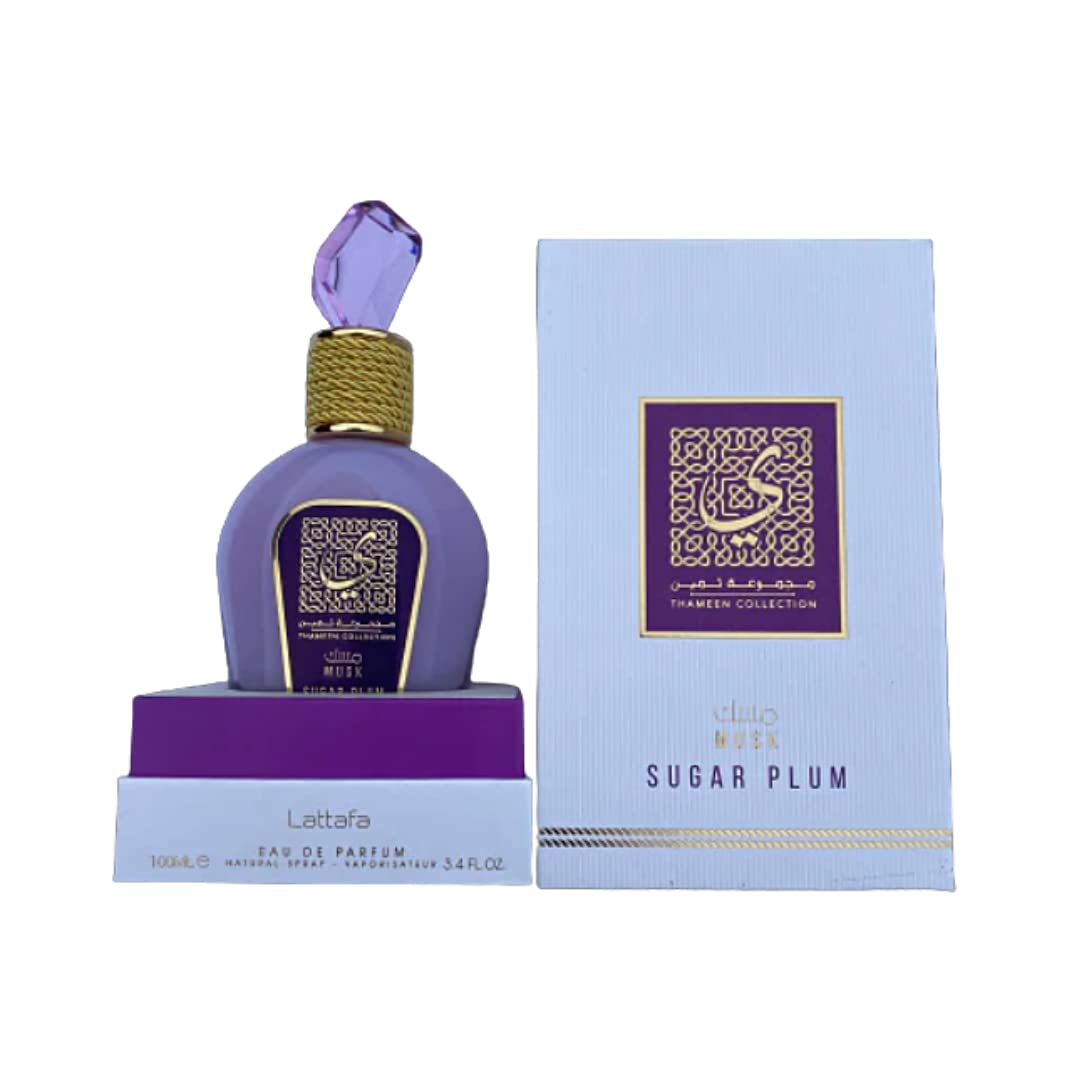 Lattafa Thameen Musk Sugar Plum Eau de Parfum Spray for Women – 3.4 oz (100 ml)