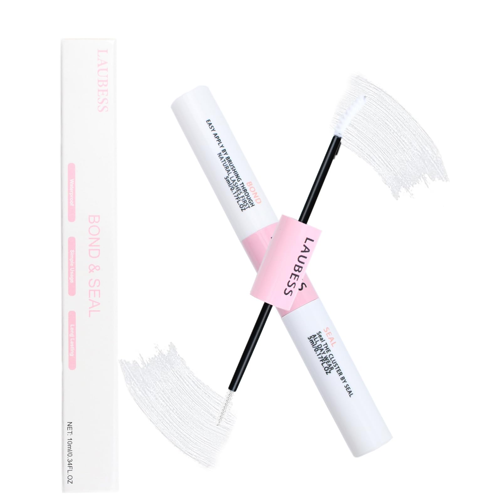 LAUBESS Lash Bond & Seal Clear Lash Glue – DIY Extensions, Waterproof, 48–72 Hour Hold