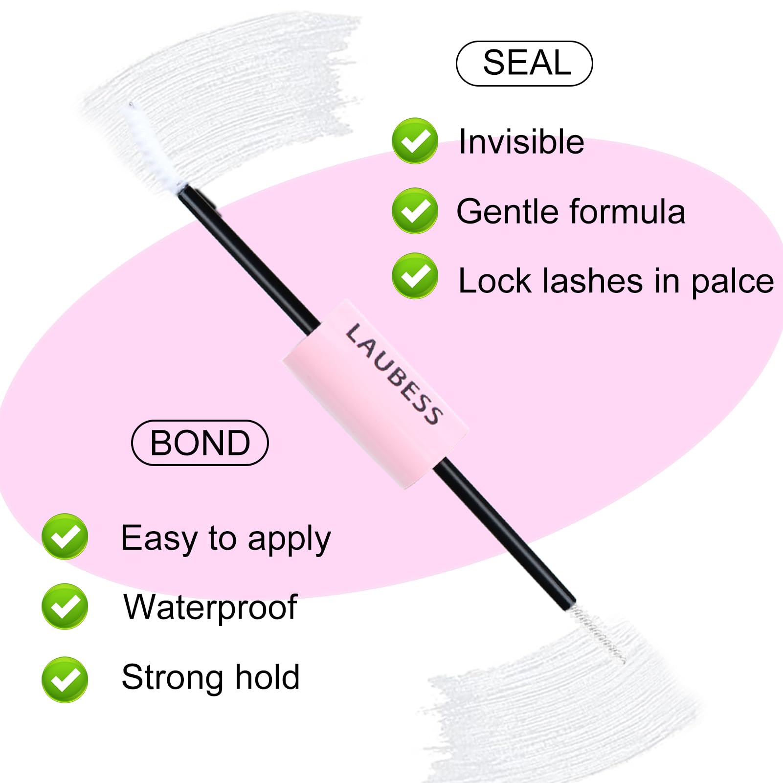 LAUBESS Lash Bond & Seal Clear Lash Glue – DIY Extensions, Waterproof, 48–72 Hour Hold
