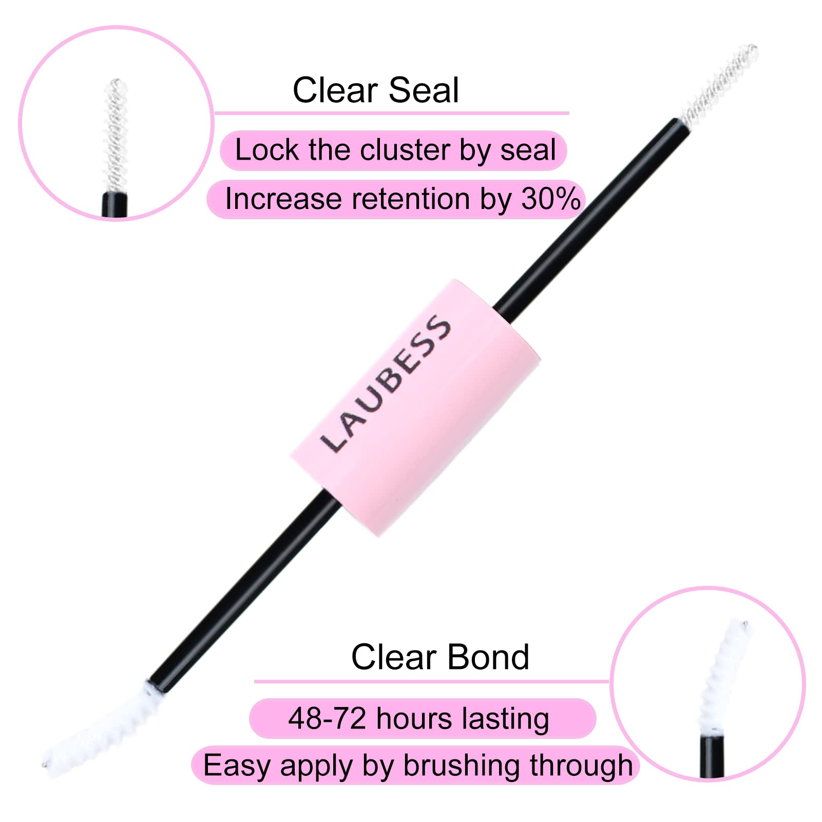 LAUBESS Lash Bond & Seal Clear Lash Glue – DIY Extensions, Waterproof, 48–72 Hour Hold