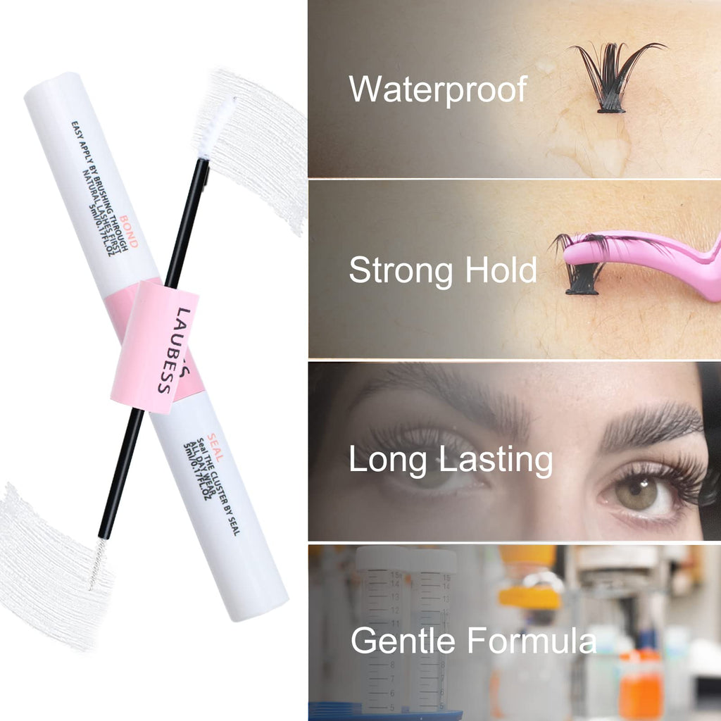 LAUBESS Lash Bond & Seal Clear Lash Glue – DIY Extensions, Waterproof, 48–72 Hour Hold