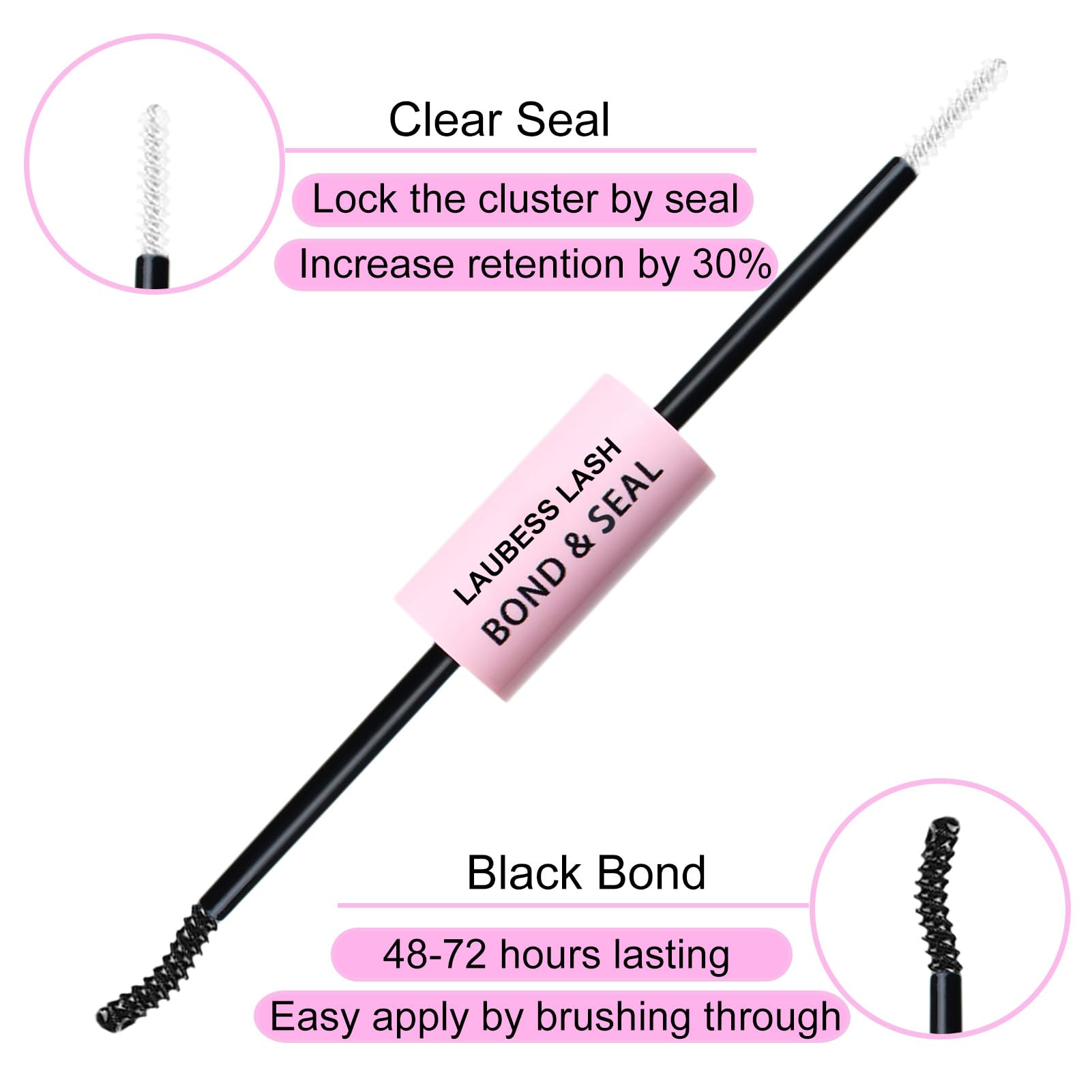 LAUBESS LASH Eyelash Extension Kit 50D 300 Pcs – DIY Cluster Lashes + Bond & Seal