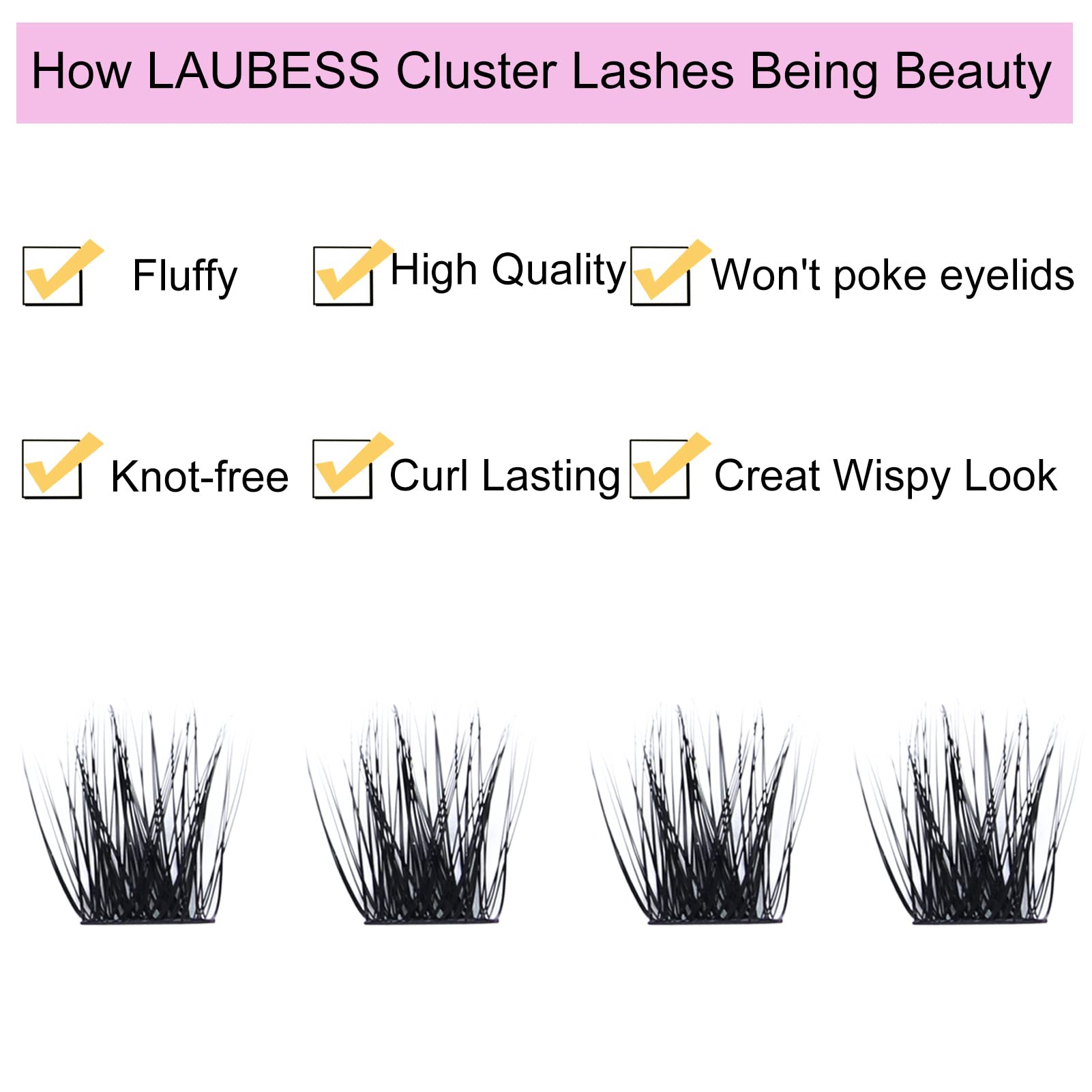 LAUBESS Lash Clusters Kit – Beginner Lash Extensions with Bond & Seal, Remover, Tweezers & Brush