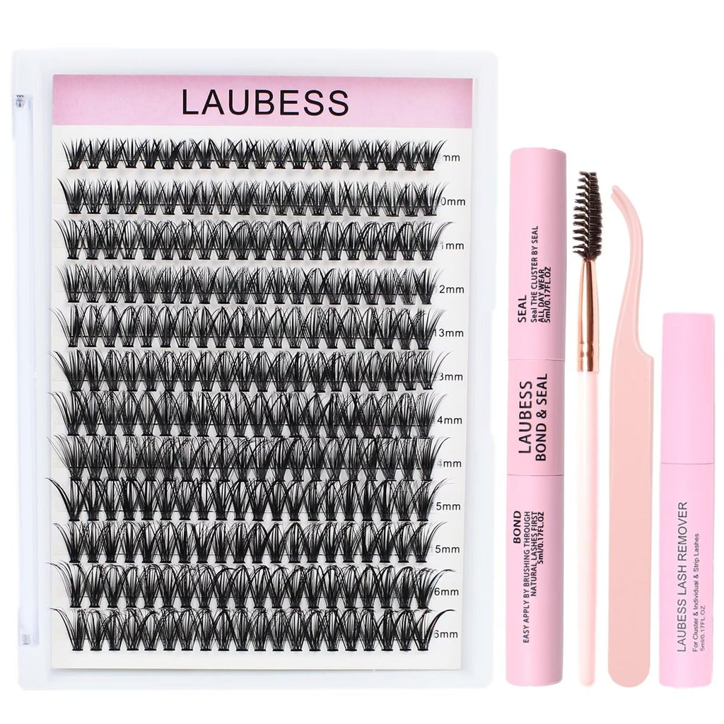 LAUBESS Lash Extension Kit 40D Clusters — DIY Waterproof Lashes Set