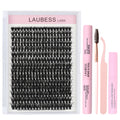 LAUBESS LASH Eyelash Extension Kit 50D 300 Pcs – DIY Cluster Lashes + Bond & Seal